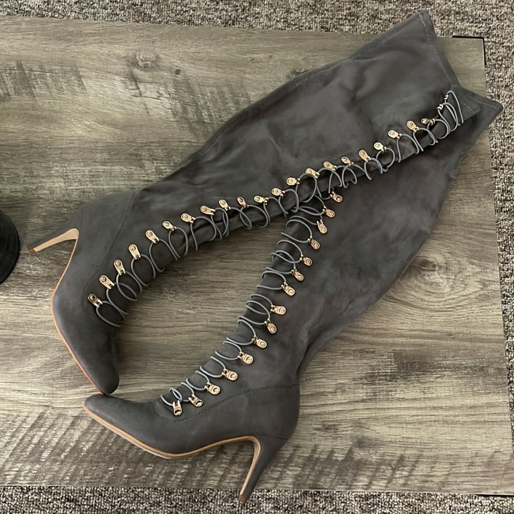 Over the knee high heel boots